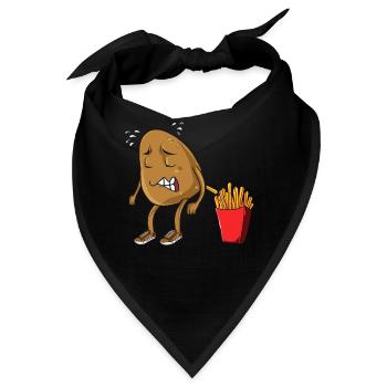 Funny French Fries Gift with Potato Pooping Fries - Bandana - Schwarz - Vorne
