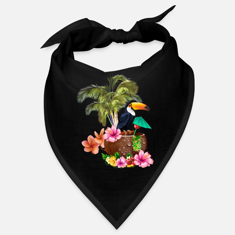 Conception tropicale avec toucans et palmiers. Bandana