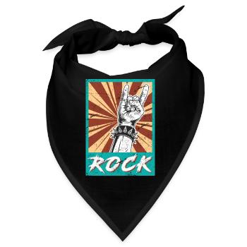 Rock Handzeichen Symbol Rockmusik Rocker - Bandana - Schwarz - Vorne