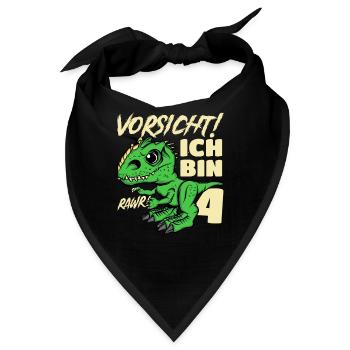 Roar Ich Bin 4 | 4. Geburtstag Jungen Dino - Bandana - Schwarz - Vorne