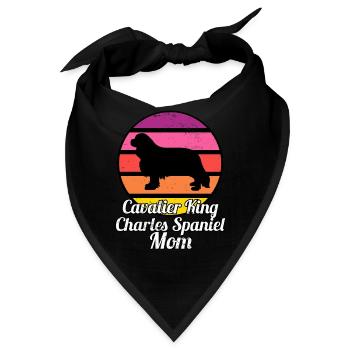 Cavalier King Charles Spaniel Mom I Retro Cavalier - Bandana - Schwarz - Vorne