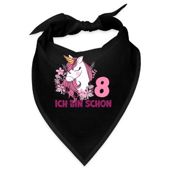 8. Geburtstag Mädchen 8 Jahre Pferd Pferde Einhorn - Bandana - Schwarz - Vorne