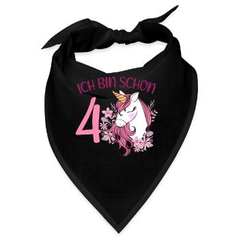 4. Geburtstag Mädchen 4 Jahre Pferd Pferde Einhorn - Bandana - Schwarz - Vorne