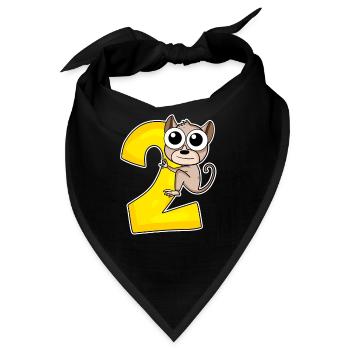 2 Jahre - Tarsier - Koboldmaki - 2. Geburtstag - Bandana - Schwarz - Vorne