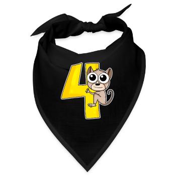 4 Jahre - Tarsier Koboldmaki - 4. Geburtstag - Bandana - Schwarz - Vorne