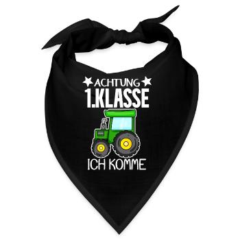Einschulung Erste Klasse Junge Traktor - Bandana - Schwarz - Vorne