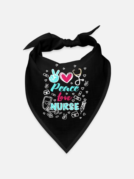 Peace Love Nurse Funny RN Nurse Practitioner - Bandana - Schwarz - Vorne