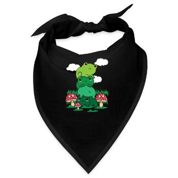 Cottagecore Aesthetic Kawaii Frosch Pile Pilz - Bandana - Schwarz - Vorne