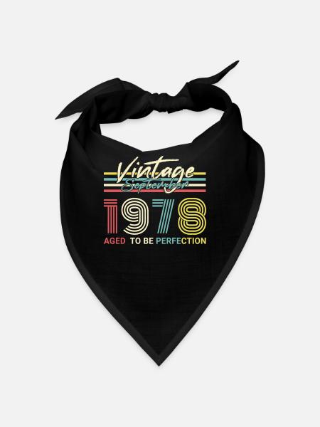 1978 Im September Retro Geschenk - Bandana - Schwarz - Vorne