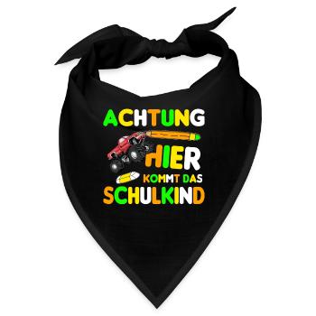 Endlich Schulkind 2022 | Monster Truck Schulkind - Bandana - Schwarz - Vorne