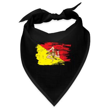 Italien Italia Sicilia Flagge Sizilien Palermo - Bandana - Schwarz - Vorne
