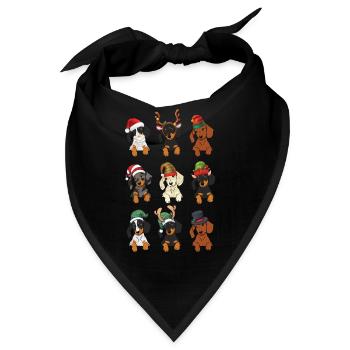 Dachshund Christmas Costume - Bandana - Schwarz - Vorne