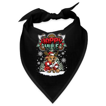 Happy Yule Viking Christmas Deer Stag - Bandana - Schwarz - Vorne