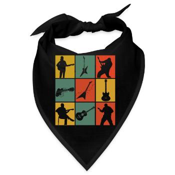 Retro Gitarrist Gitarrenspieler E-Gitarre Gitarren - Bandana - Schwarz - Vorne