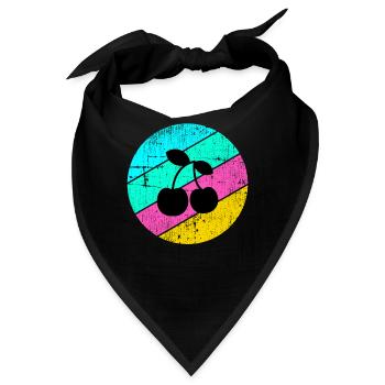 Kirsche Frucht Obst Sommer Früchte Rot Geschenk - Bandana - Schwarz - Vorne