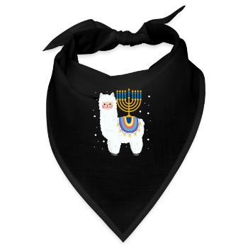 Hanukkah Alpaka Lama Jüdisch Juden Geschenk - Bandana - Schwarz - Vorne