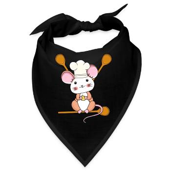 Kochkunst Maus Kochlöffel Küche Koch Köchin Kind - Bandana - Schwarz - Vorne