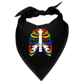 LGBT Regenbogen Skelett Brustkorb Gay Halloween - Bandana - Schwarz - Vorne