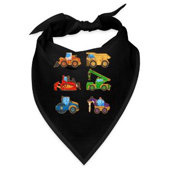 Kinder | Baumaschinen Baufahrzeug - Bandana - Schwarz - Vorne