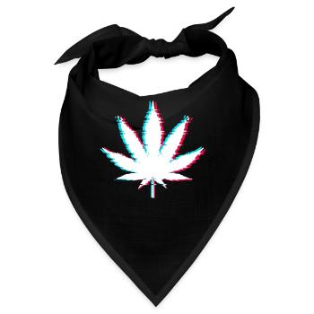 Ästhetisches Vaporwave Marihuana Blatt mit Glitch - Bandana - Schwarz - Vorne