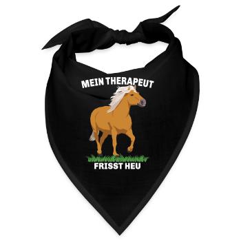 Haflinger Pferd - Mein Therapeut frisst Heu - Bandana - Schwarz - Vorne