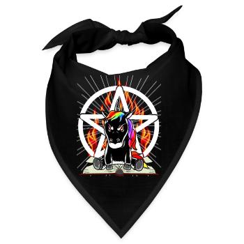 Satan Einhorn Pentagramm Teuflisch Fabelwesen Böse - Bandana - Schwarz - Vorne