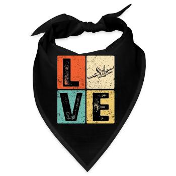 Vintage Love Airplane for Airplane Airline Pilot - Bandana - Schwarz - Vorne