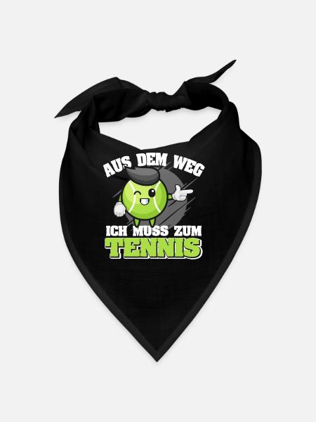 Lustiger Tennisspieler Cartoon ich muss zum Tennis - Bandana - Schwarz - Vorne