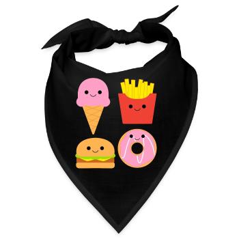 Lustiges Essen Niedliches Essen - Bandana - Schwarz - Vorne