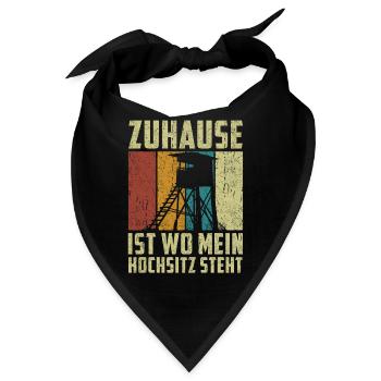 Zuhause ist wo mein Hochsitz steht - Bandana - Schwarz - Vorne