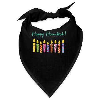 Cute Happy Hanukkah Candles Menorah Jewish - Bandana - Schwarz - Vorne