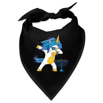 Rainbow Unicorn Jew Menorah Happy Hanukkah - Bandana - Schwarz - Vorne