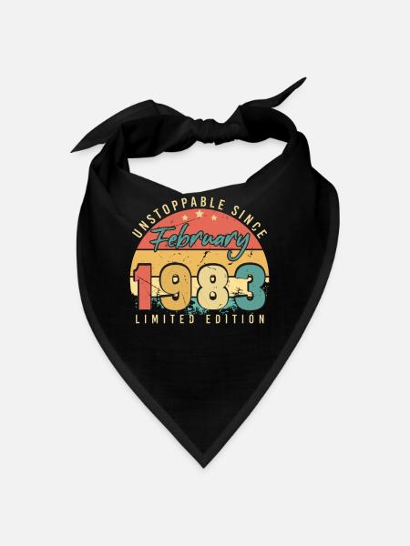 Born 1983 in February Retro - Bandana - black - Front