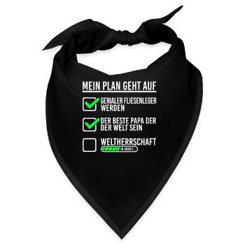 Fliesenleger Papa Plan zur Weltherrschaft Geschenk - Bandana - Schwarz - Vorne