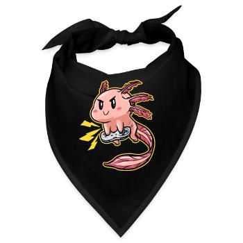 Gaming Axolotl Zocken Gamer Videospiel Nerd - Bandana - Schwarz - Vorne