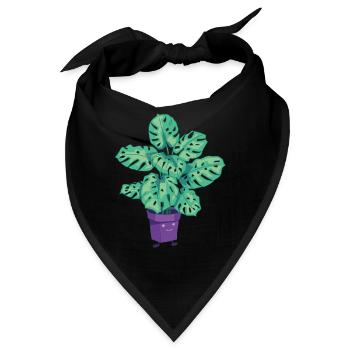 Pflanzen Topfpflanze Monstera Cartoon Zeichnung - Bandana - Schwarz - Vorne