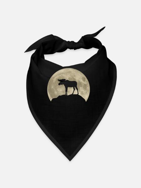 Elk Deer Moon Forest Animals Animal Lover Gift - Bandana - black - Front