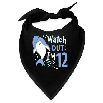12. Geburtstag ich bin 12 Hai - Bandana - Schwarz - Vorne