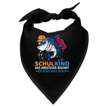 Schulkind Hai Einschulung Das Abenteuer Beginnt - Bandana - Schwarz - Vorne