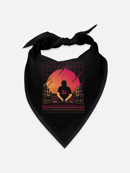 DJ Tshirt für Party Disc Jockey Rave Techno Mixer - Bandana - Schwarz - Vorne
