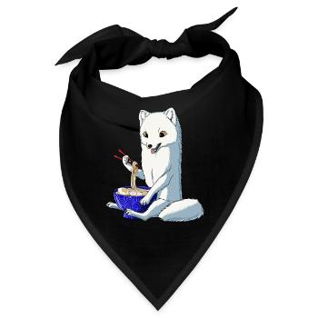 Japanischer Schneefuchs Ramen Nudeln Polarfuchs - Bandana - Schwarz - Vorne