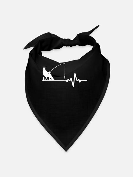 Hobby angler with ECG line - Bandana - black - Front