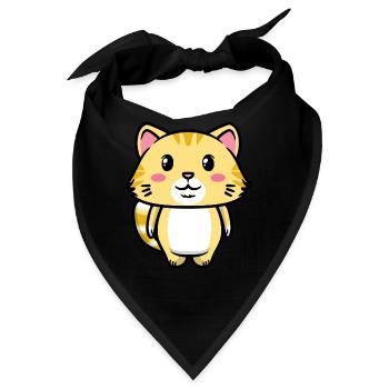 Orange Katze Kawaii Emoticons Aesthetic - Bandana - Schwarz - Vorne