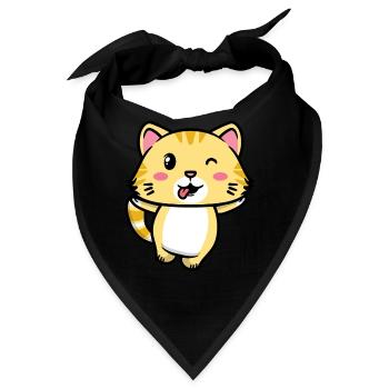 Orange Katze Kawaii Emoticons Aesthetic - Bandana - Schwarz - Vorne