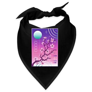 Vaporwave Aesthetic Kirschblüte Japan Japanese - Bandana - Schwarz - Vorne