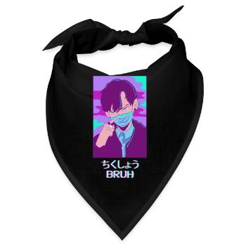 Anime Boy Bruh Japanisch Vaporwave Ästhetisches Ge - Bandana - Schwarz - Vorne