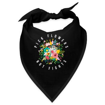 Pick Flowers Not Fights Weltfrieden - Bandana - Schwarz - Vorne
