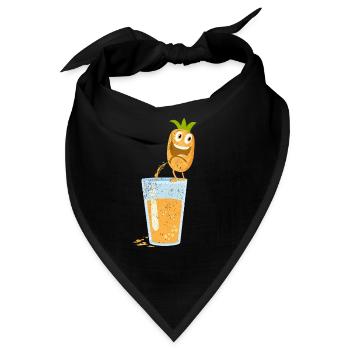 Ananas Tropisch Hawaii Geschenk Kinder Herren Obst - Bandana - Schwarz - Vorne