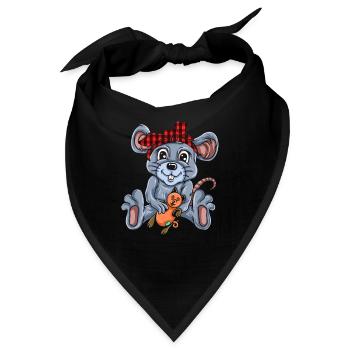 Maus Geschenk Mäuschen Kinder Herren Mouse Rat - Bandana - Schwarz - Vorne