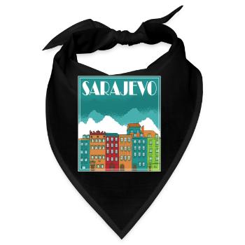 Sarajevo Landscape Vintage Art - Bandana - Schwarz - Vorne